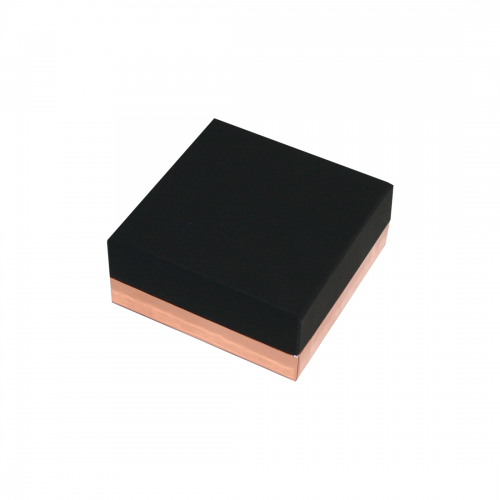 Cardboard boxes for jewelry, in black and pink gold